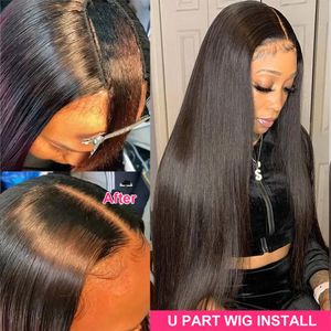 Part Wig Human Hair With Clips No Leave Out Bone Straight Half Wigs For Women Glueless Peruvian Wig Wholesale 30 Inch Long wig