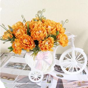 Decorative Flowers Htmeing Artificial Flower Set Rattan Bicycle Basket Bouquets For Wedding Car Outdoor Indoor Household Table Decor