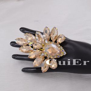 Solitaire Ring CuiEr Luxury 3.7inch Rhinestones Oversized Big Large Crystal Adjustable Statement Party Ring Drag Queen strass AB crystal 230529