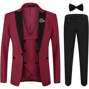 Mäns kostymer Fashion Business Men's Slim Fit 3 Pieces Modernt för bröllopsbrudgum Prom Tuxedo Blazer Terno Masculino Daglig slitage