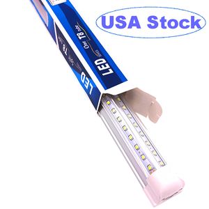 8FT Linkable Shop Lights,100W 12000LM V-Shape T8 LED Tube Fixture Double Rows,Clear Lens 6000K Fluorescent Lamp Replacement Garage Workshop crestech