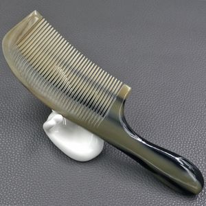 Hair Brushes 8.66 Inch Natural Yak Horn Round Handles Fine Tooth Comb Hair Straighter Comb Anti-Static Hair Massage Brush 230529