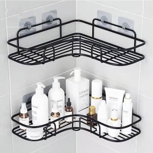 Bathroom Shelves Bathroom Shelf Without Drilling Iron Shower Shelves Shampoo Storage Rack Cosmetic Holder Wall Mounted Shower Organizer 230530