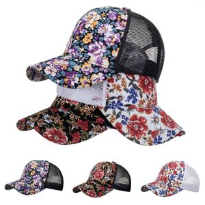 Ball Caps Fashion Women Men Sport Flowers Print Breathable Beach Baseball Cap Hip Hop Title Boxing Hats For Shirt Mesh Back Hat