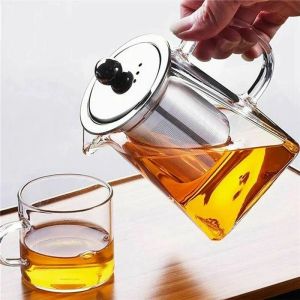 350ML Clear Heat Resistant Glass Teapot Jug Infuser Coffee Tea Leaf Herbal Pot Flower Teapot Milk Juice Container