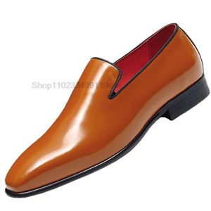 Svartbrun oxfords läder män loafers skor äkta läder mode avslappnad tå formell affär manlig bröllopsklänning sko