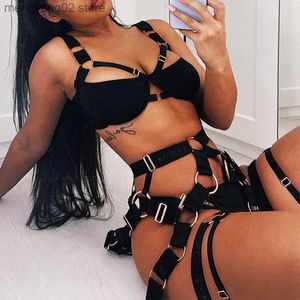 Sexy Set Hot Erotic Nightwear Lingerie Sexy Conjunto de 2 PCs Bra Panty Lingeries com Liga Larter Lace Babydolls Chemises Mulheres exóticas para dormir T230530