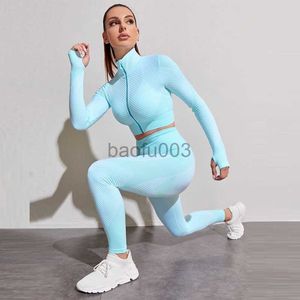 Kadınların Trailsuits Hayati Dikişsiz Set Kadınlar Uzun Kollu Egzersiz Giysileri Fitness Ceket Üstleri Spor Salonu Taytlar Kadın Active Giyim Set Spor Takımları J230525