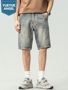 Męskie dżinsy vintage Summer Men Długość kolan Slim Fit Straight Denim Shorts Casual Streetwear Man Wygodne cienkie kowbojskie krótkie spodnie