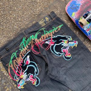 Mäns jeans American Street Hip-Hop Anime High-midjiga överdimensionerade jeans män y2k retro casual trend rakben byxor förlorar bredbensbyxor 230529