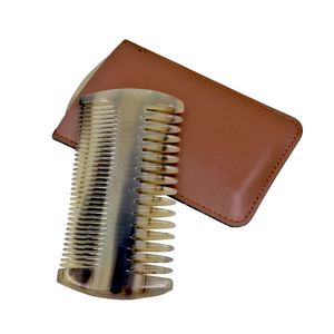 Hair Brushes Natural Sheep Horn Moustache Brush Anti Static Beard Comb with Case for Men 230529