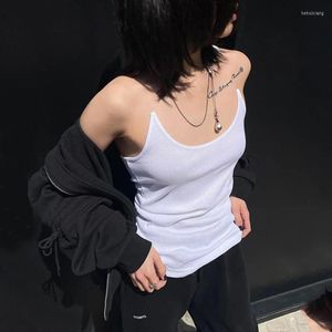 Women's Tanks Women Ribbed Invisible Strap Tank Top Cropped Camis