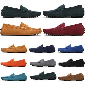 mens women outdoor Shoes Leather soft sole black red orange blue brown orange comfortable Casual Shoes 012