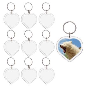 Crafts 50Sets Heart Heart Custom Blank Keyring Clear Blank Foto Inserisci portachiavi per cornici per immagini fai -da -te