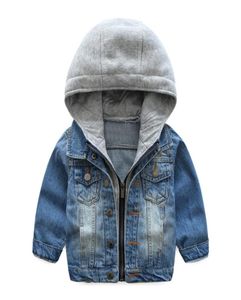 Bebek giysileri erkekler denim ceket yürümeye başlayan çocuk kot paltolar çocuklar kapüşonlu dış giyim sonbahar kış çocuk kıyafetleri vintage mavi b4926729374