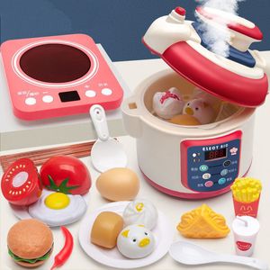 Küchen Spielen Essen Reiskocher Küchenspielset mit Teilen Rollen Sie Kochgeräte Frühes Lernen Vorschul-Kochspielzeug Geschenk für Kinder 230529