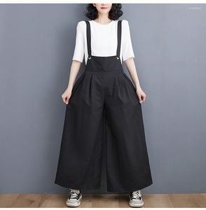 Women's Pants Korea Style High Waist Wide Leg Cotton Linen Loose Summer Casual Jumpsuits Rompers Lady Work Fashion Women Overalls