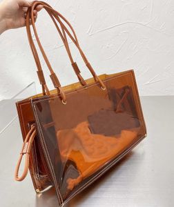 pvc clear jelly designer handbag women tote shopper tote bag slanting large capacity shoulder purse 220712