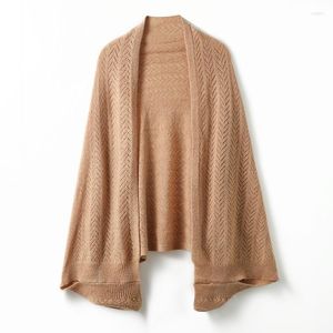 Scarves Spring And Summer Women's Wool Knitted Shawl Scarf Dual Use Hollow Out Thin Loose Versatile Cardigan