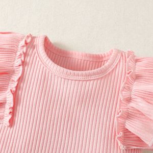 Completi di abbigliamento neonata estate rosa girocollo pettorine a maniche corte con pantaloni stampa pesca grigio scuro