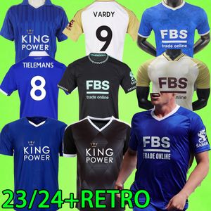 Leicesters City 2023 2024 Soccer jerseys VARDY TIELEMANS MADDISON BARNES 23 24 MAILLOT DE FOUNT GRIJS 15 16 17 voetbalhirt Retro uniform Vintage Home Blue
