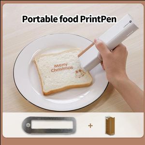 Skrivare EveBot Mini Portable Printer Edible Ink Food Printers For Men Women Kids Coffee Printpen Handheld Coffee Print Machine 2022 Ny