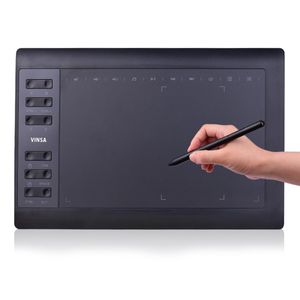 Планшеты 10x6 дюймов Профессиональный графический планшет для рисования 12 экспресс-клавиш с 8192 уровнями Поддержка стилуса без батареи Подключение к ноутбуку с ПК