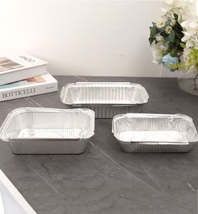 Disposable Aluminum Tin Foil Pans Barbecue Box Drip Pan Tray Cooking Baking Takeout Containers Barbecue supplies Disposable Meal Box