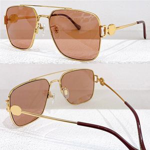 Designer Metal Frame Solglasögon 1322 Mens Light Brown Lenses Metal Leg Thin Frame Solglasögon Kvinnors hårdvarumärke Glasögon