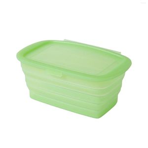 Dinnerware Sets Foldable Silicone Storage Container Clear Grade Safe Bento Box For Kitchen Freezer Travel Car Work Picnic