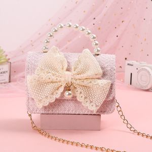 Handbags Kids Mini Handbag Cute Princess Crossbody Bags for Girls Bowknot Party Hand Bag Toddler Linen Purses and Handbags Gift 230530