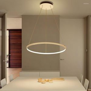 Ljuskronor AC85-265V Circle Pendant Chandelier Lighting for Dining Kitchen Room Rings Aluminium hängande lyster de plafond moderne