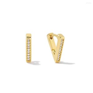 Orecchini a cerchio MC Real S925 Sterling Silver White Zircon Triangle Fashion Personality Punk Style Piercing Huggie Brincos