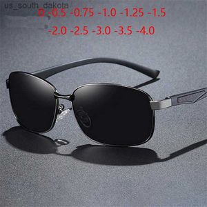 Sunglasses 0 -0.5 -0.75 -1.0 To -4.0 Gray/Blue/Silver Lens Prescription Sunglasses Men Polarized Myopia Lens Square Pilot Sun Glasses Male L230523