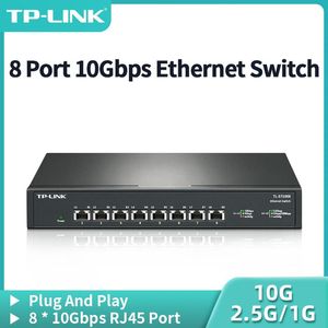 Переключатели TPLINK 8 PORT 10 Гбит / с Ethernet Switch 10000 Мбит / с сетевого переключателя RJ45 Подключите и воспроизводите сетевой концентратор интернет -разветвитель TLST1008