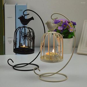 Titulares de vela Vintage Bird Cage Table Lamp Holding Lantern Candlestick Metal Hollow Lanterns Tealight Wedding Home Decor
