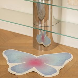 Carpets IG Girly Room Rug Bedroom Rugs Gradient Color Art Butterfly Design Decoration Polyester Floor Mats Fluffy Soft Home