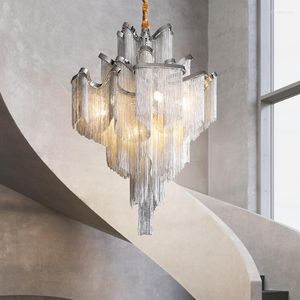 Chandeliers Post-modern Led Tassel Chandelier Luxury Creative Villa Living Room Staircase Light Duplex Building Loft Apartment