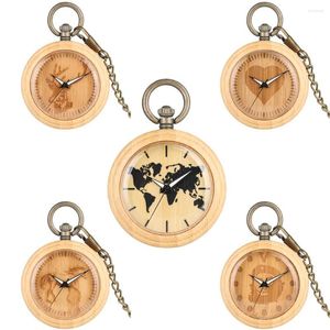 Pocket Watches Watch Pattern Dial Bamboo Rough Chain Pendant For Women Men Clock On The