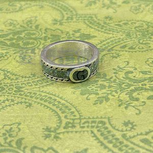 Designer smycken armband halsbands ringtillbehör sterling använde ljusgrön emalj som är låsande män kvinnor par ring