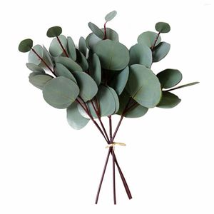 Decorative Flowers 4pcs Artificial Leaf Floral Stem Faux Greenery For Wedding Bouquet Party Home Craft Decor