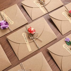 Gratulationskort Vintage Blanks Card Liten Fresh Kraft Paper Manual Creatives Diy Dried Flower for Christmas Party Plyed88