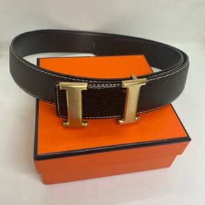 Luxury Designer Belt For Men Genuine Leather Cowhide Width 3.8cm Women Designers Letter Belts Gold Silver Buckle Mens Business Waistband Cintura With Box