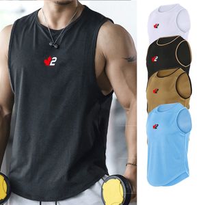 MENS TANK TOPS Fashion Brand Top Black Half Sleeve Shirt Vest Sports Quick Dry Fitness Jogging 230529