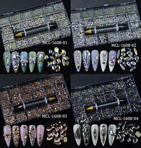 Crystal Nail Art Rhinestone Manikür Aksesuarları 3D Akrilik Glitter Rhinestones Gems Beads Karışık Şekli DIY Craft8488029