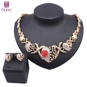 Women Bridal Costume Choker Statement Crystal Heart Necklaces Earring Party Jewelry Sets Accessories Decoration