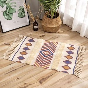 Mattor sovrum matta bomullslinne hand knuten för levande bohemsk rummatta säng hem dekoration trädgård matta