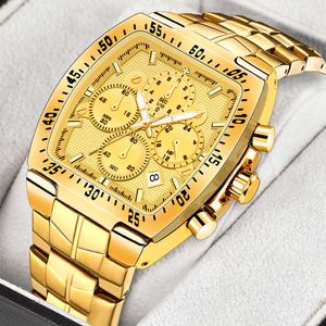 Topp lyx varumärke WWOOR BUSINESS Simple Waterproof Gold Gold Quartz Time Watch Men's G230529