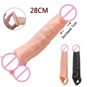 Sex Toy Massager Återanvändbar penishylsa Big Cock Extension Förstilsmän Toys för män Förstörelse Tidsfördröjning