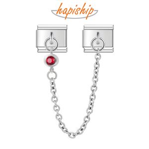 Hapiship Оригинальный дизайн круглый цвет CZ Chain Link Итальянский шарм Fit 9mm Браслет из нержавеющей стали изготовления Diy Dj319